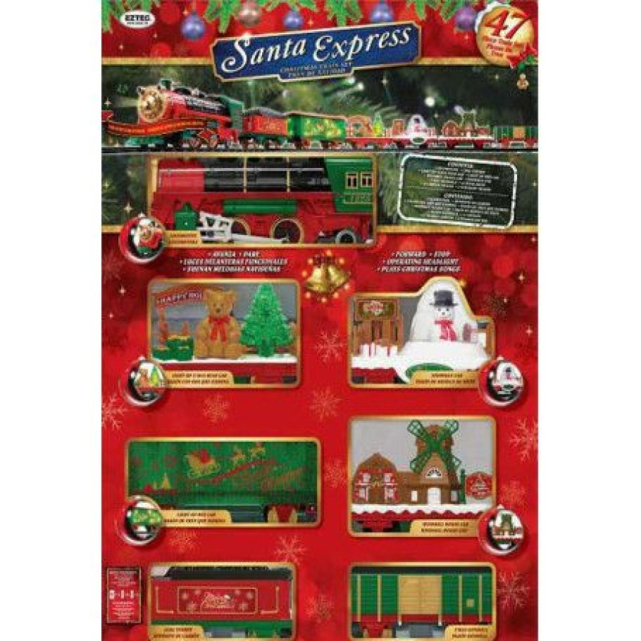 Coupon Eztec Battery Operated Santa Express Light Up Train Set (47 Pcs) G Gauge | * Clearance